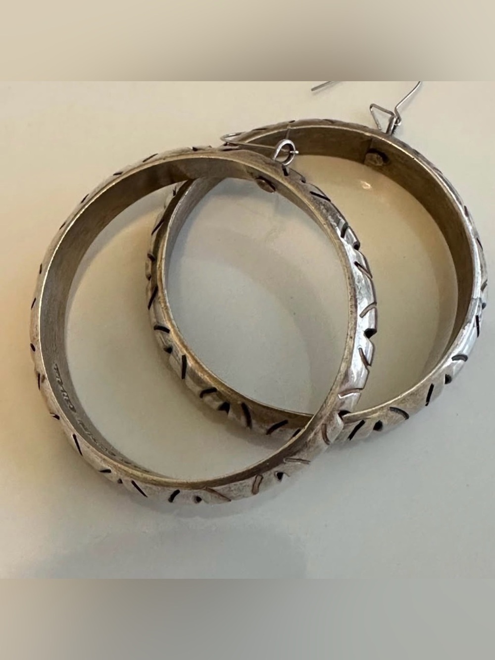 925 Sterling Silver MEXICO Large Hoop Earrings